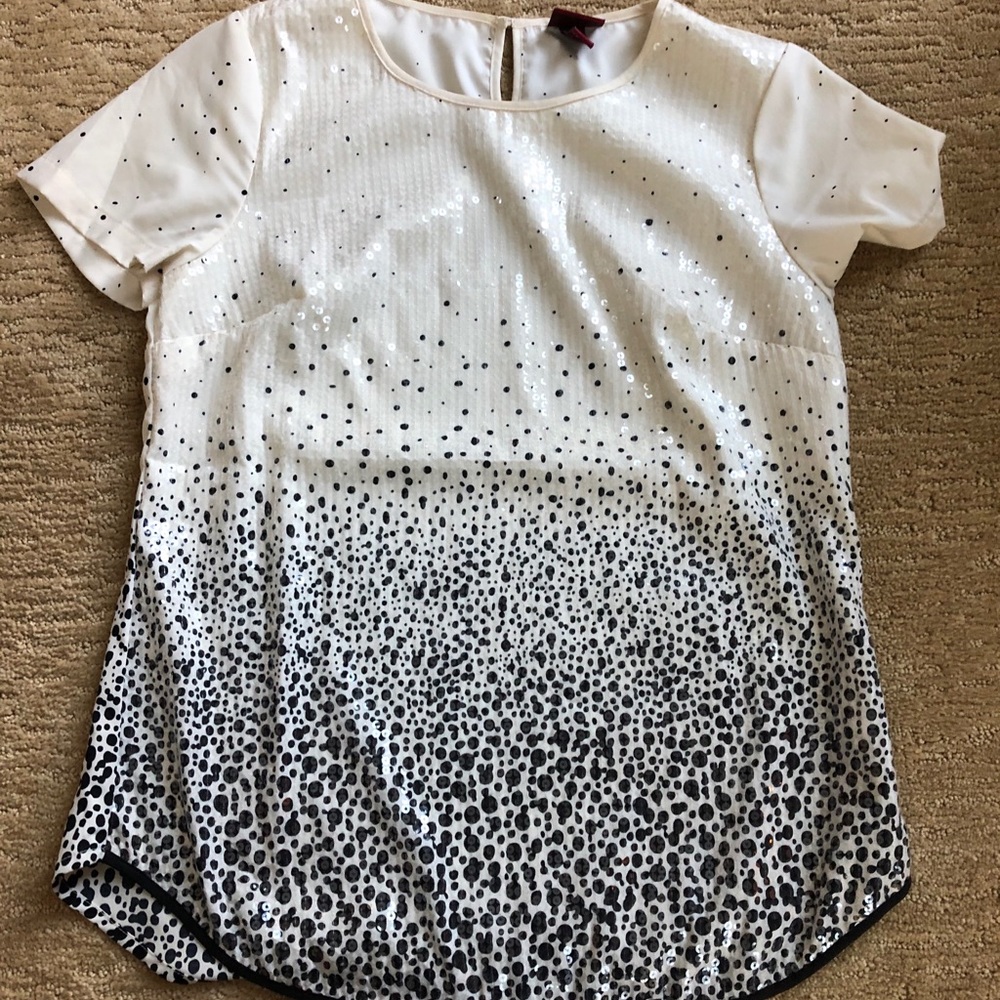 Ivory/black sequin top